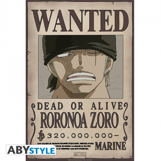ONE PIECE - Poster plastifie Wanted Zoro New (428)