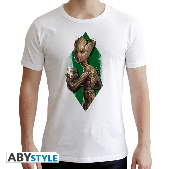 MARVEL - Tshirt homme new fit  blanc Groot Ado Taille S