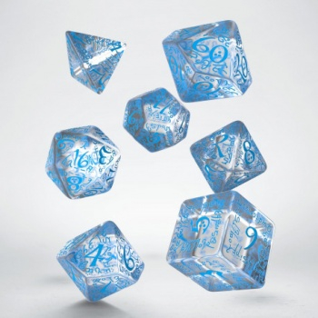 Set de dés - Elfique transparent et bleu