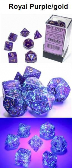 Set de 7 Dés - Borealis Royal purple/Gold Luminary