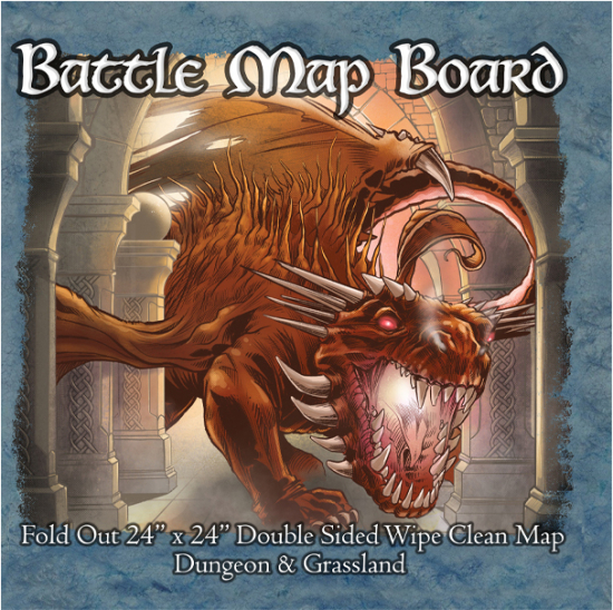 Battle Mat Board - Cartes avec grille Donjon et étendue d'herbe