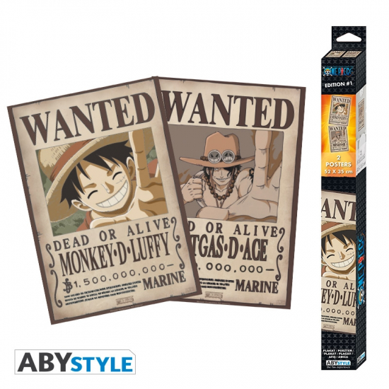 One Piece - Set de 2 petits posters Wanted Luffy & Ace (52x38 cm)
