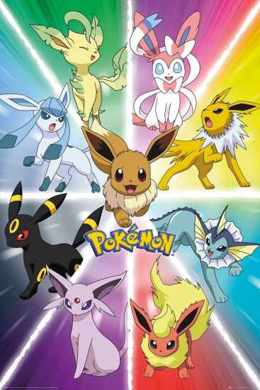 Pokémon - Poster grand format Evoli évolutions
