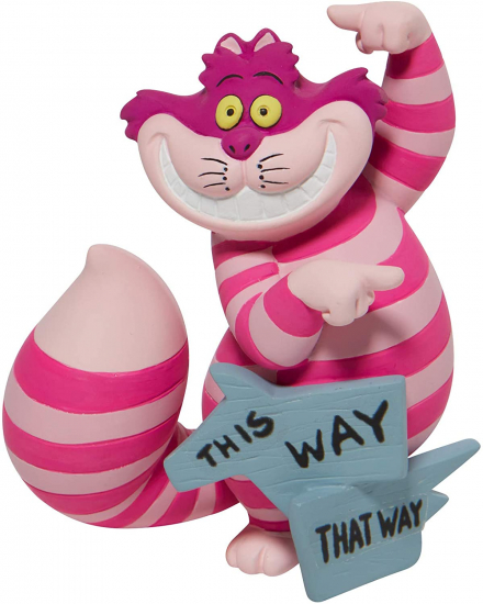 Figurine Disney Alice - Figurine chat Cheshire derrière écriteau