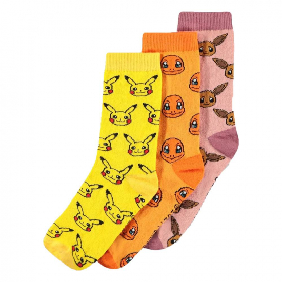 Pokémon - Lot de 3 paires de chaussettes icônes 39-42