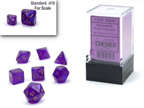 Set de 7 dés - Mini Borealis Royal Purple/gold Luminary