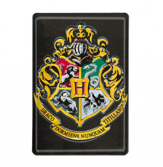 Harry Potter - Plaque métal 3D Hogwarts 20x30 cm