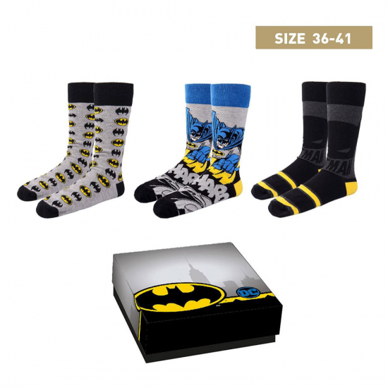 DC Comics - Lot de 3 paires de chaussettes Batman 36-41