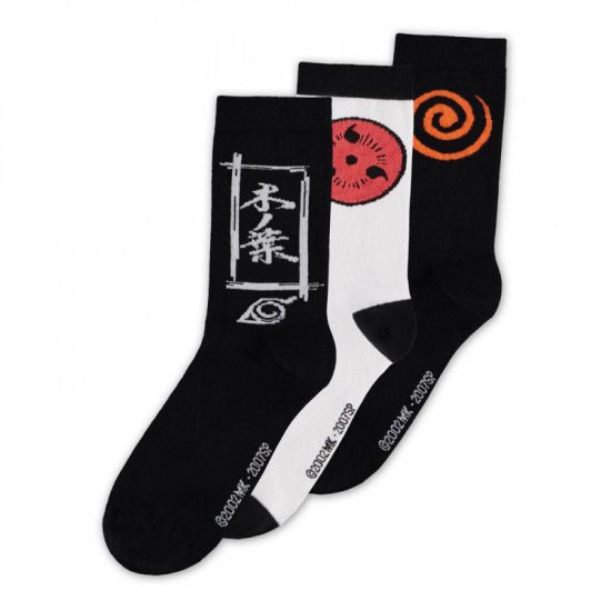Naruto Shippuden - Lot de 3 paires de chaussettes symboles 39-42
