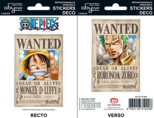 ONE PIECE - Mini-Stickers Wanted Luffy / Zoro